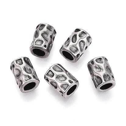 304 текстурированные бусины европейского стиля из нержавеющей стали с крупными отверстиями, колонка