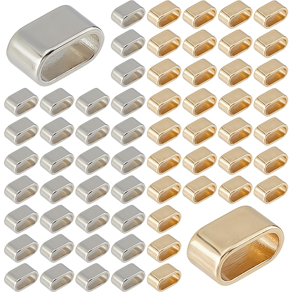 80pcs 2 couleurs embouts de cordon en alliage de zinc, ovale