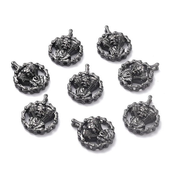 Brass Micro Pave Cubic Zirconia Pendants, Long-Lasting Plated, Flat Round