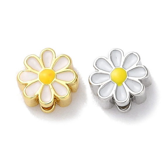 Латунные бусины с реечным покрытием, с эмалью, долговечный, без свинца и без кадмия, цветок