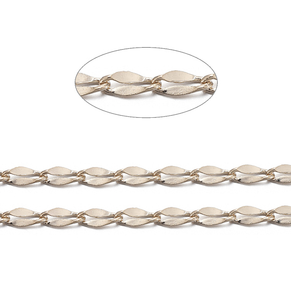 Brass Dapped Curb Chains, Twisted Chains, with Spool, Soldered