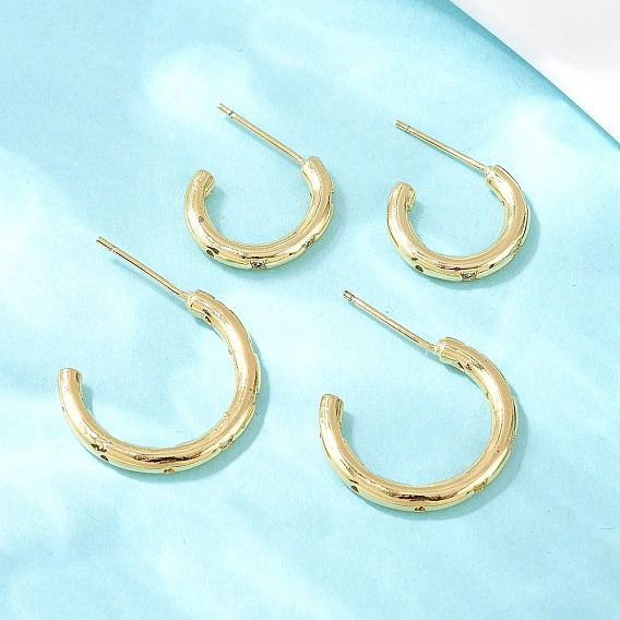 Серьги-гвоздики из латуни в форме буквы С с прозрачным кубическим цирконием, без кадмия и без свинца, долговечный, стойки покрытие