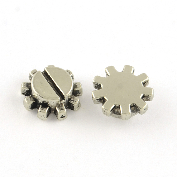 Tibetan Style Alloy Cabochons, Fit Floating Locket Charms, Gear, Cadmium Free & Lead Free, 11.5x4mm, about 714pcs/1000g