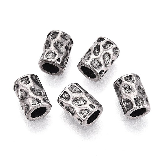 304 текстурированные бусины европейского стиля из нержавеющей стали с крупными отверстиями, колонка