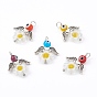 Handmade Millefiori Glass Pendants, with Evil Eye Lampwork Round Bead and Alloy Beads, Angel