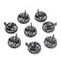 Brass Micro Pave Cubic Zirconia Pendants, Long-Lasting Plated, Flat Round