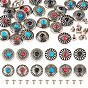 24 шт. 12 стили цинковый сплав и синтетические бирюзовые кнопки, 1-луночное, плоско-круглые