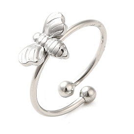 304 Stainless Steel Open Cuff Ring, Bee