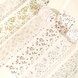 Cintas adhesivas de papel con motivos florales, cinta adhesiva decorativa en rollo, para hacer tarjetas, scrapbooking, diario, planificador, sobre y cuadernos