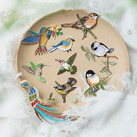 Компьютеризированная вышивка птиц на ткани с утюгом на заплатках, наклеить патч, аксессуары для костюма, аппликация