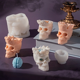 Skull & Brain Candle DIY Food Grade Silicone Statue Mold, For Portrait Sculpture Candle Making
