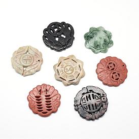 Natural & Synthetic Mixed Gemstone Pendant, Flat Round