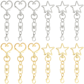 20шт. 4 стили поворотные застежки из цинкового сплава, звезда и сердца