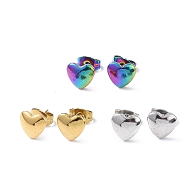 Ion Plating(IP) 304 Stainless Steel Stud Earring, Heart