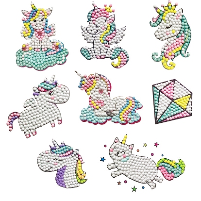 Animal Theme DIY Diamond Painting Stickers Kits, including Stickers, Resin Rhinestone, Diamond Sticky Pen, Tray Plate and Glue Clay