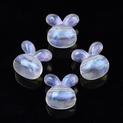 Transparent Acrylic Beads, Glitter Powder, Rabbit