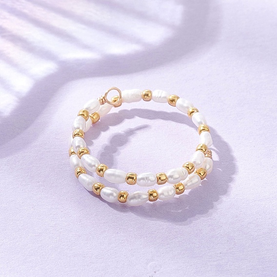 Кольца для пальцев из натурального пресноводного жемчуга со стеклянными бусинами.