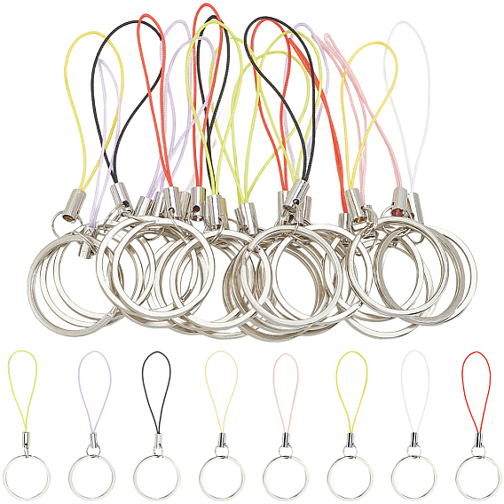 40 шт. 8 цвета нейлоновый шнур с цинковым сплавом рукава мобильные ремни, с железной фурнитурой с платиновым покрытием