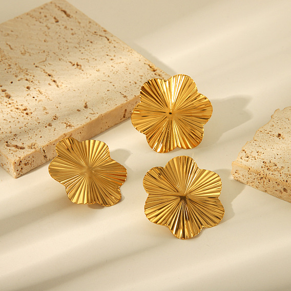 Винтажные преувеличенные серьги-каффы из нержавеющей стали в виде цветка