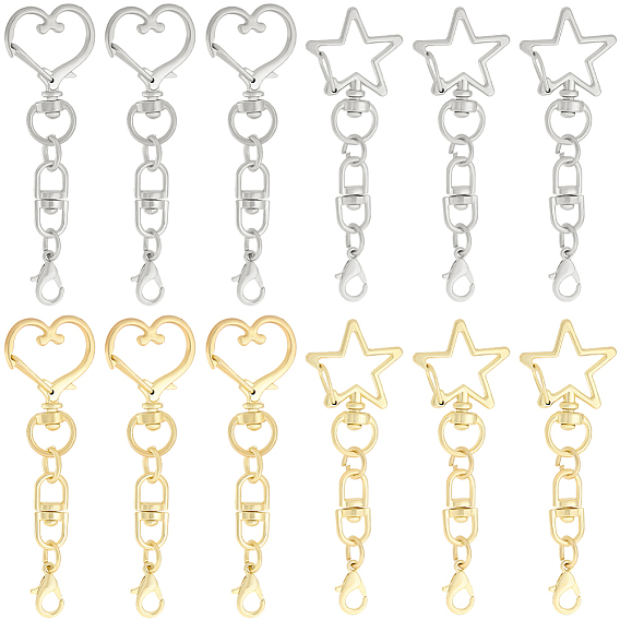 20шт. 4 стили поворотные застежки из цинкового сплава, звезда и сердца