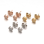 Flat Round 304 Stainless Steel Stud Earrings, Hypoallergenic Earrings, 5x2mm, Pin: 0.8mm