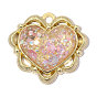 Подвески из цинкового сплава с полимерной смолой, подвески в виде сердца с цветочной рамкой, ручная полировка, розовые