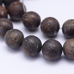 Frosted Round Natural Bronzite Beads Strands