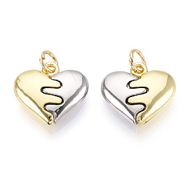 Латунные подвески, без кадмия и без свинца, сердце, с целью перехода в кольце