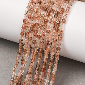 Hebras de cuentas de cuarzo rutilado de oro negro natural, cuentas cúbicas talladas en mesa facetadas