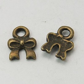 Tibetan Style Alloy Pendants, Lead Free and Cadmium Free, Bowknot, 10x8x2mm, Hole: 1mm