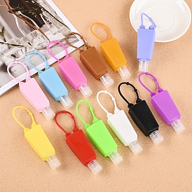 Plastic Hand Sanitizer Bottle with Silicone Cover, Portable Travel Squeeze Bottle Keychain Holder