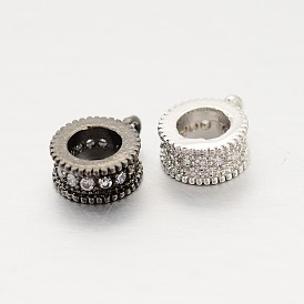 Brass Micro Pave Cubic Zirconia Tube Bails, Loop Bails, Lead Free, Inner Diameter: Cadmium Free, 8.5x7x3mm, Hole: 0.5mm, Inner Diameter: 3.5mm