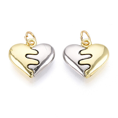 Латунные подвески, без кадмия и без свинца, сердце, с целью перехода в кольце