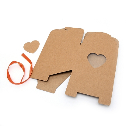 Bakery Box, with Heart PVC Display Window, Cardboard Gift Packaging Boxes for Cookies, Small Cakes, Muffin, Rectangle