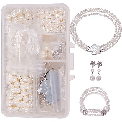 SUNNYCLUE DIY Jewelry Making, Glass Pearl Beads, Brass Finding and Jewelry Pliers, for Wedding