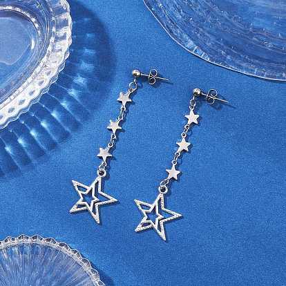 Серьги-гвоздики из сплава в тибетском стиле с кисточками, звезда, с 304 нержавеющей стали