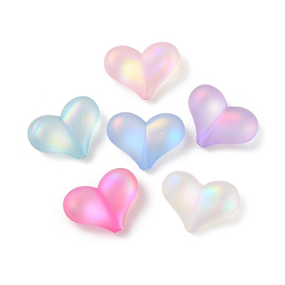 Transparent Spray Painted Acrylic Beads, Heart
