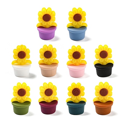 Sunflower Food Grade Eco-Friendly Silicone Beads, Chewing Beads For Teethers, DIY Nursing Necklaces Making