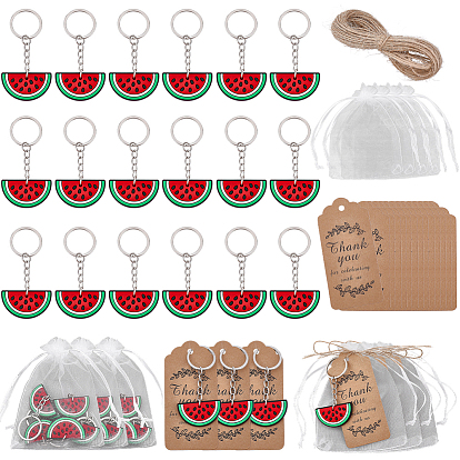 20шт. ПВХ подвески-брелоки, с брелоки железа, платина, арбуз, 20шт. ценников из крафт-бумаги, 20 подарочные пакеты из органзы с кулиской., 10джутовый шнур