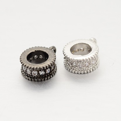Brass Micro Pave Cubic Zirconia Tube Bails, Loop Bails, Lead Free, Inner Diameter: Cadmium Free, 8.5x7x3mm, Hole: 0.5mm, Inner Diameter: 3.5mm