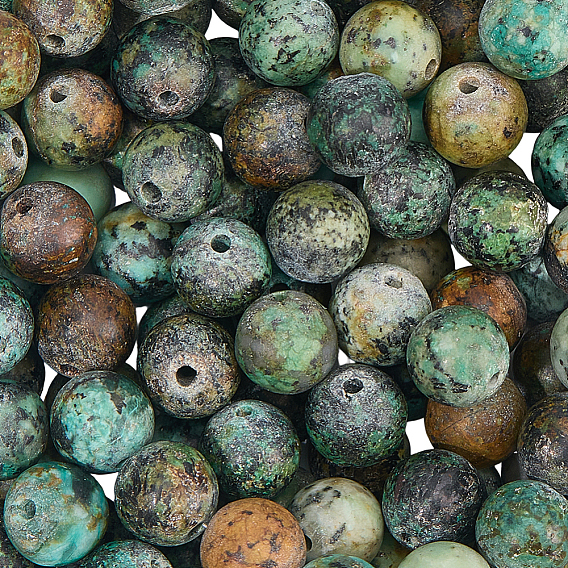 2 нити матовой натуральной африканской бирюзы (яшмы) круглые бусины нити