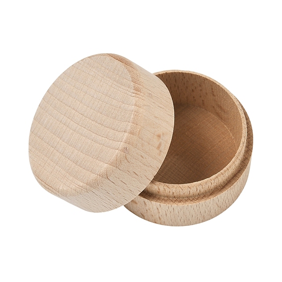 1Подарочная коробка для хранения ювелирных изделий из бука, круглая, с крышкой, пустой деревянный футляр для хранения колец и сережек