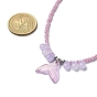 Glass Whale Tail Pendant Necklace with Beaded Chains