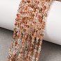 Natural Black Gold Rutilated Quartz Beads Strands, Faceted Table Cut Cube Beads