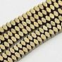 Rhombus Non-magnetic Synthetic Hematite Beads Strands, Imitation Pyrite, 3x3x2mm, Hole: 0.8mm, about 200pcs/strand, 16.3 inch