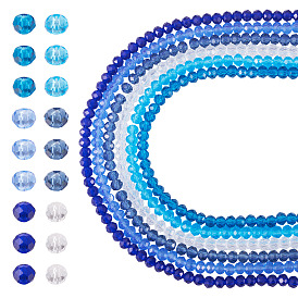 6 нити 6 цвета ниток стекляруса, граненые, рондель