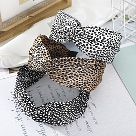 Retro Style Leopard Pattern Crossed Hair Bands, Wide Headdress For Women Hair Accessories