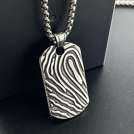 Стильные хип-хоп 304 ожерелья в стиле панк с прямоугольным кулоном из нержавеющей стали для мужчин