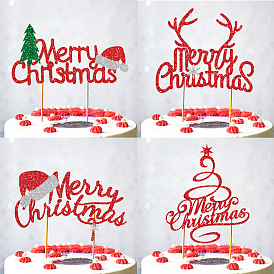 Merry Christmas Cake Topper, Christmas Tree/Santa/Hat/Winter, Festival Decorations for Xmas Christmas