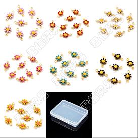 42шт 7 цвета латунь эмаль звенья соединители, золотые, без кадмия и без свинца, подсолнечник